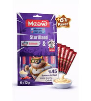 Creamy Somonlu ve Keçi Sütlü Kısırlaştırılmış Sıvı Krema Kedi Ödülü 6x12 gr