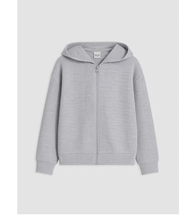 LCW Kids Gri Kapüşonlu Kız Çocuk Fermuarlı Sweatshirt