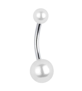 Çelik Top İnci Göbek Piercingi Silver Rekli (Çok Renkli)