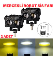 Robot Sis Farı 2 Adet Sarı – Beyaz 50W Motosiklet Off Road Atv Utv Araba Uyumlu Baykuş Sis