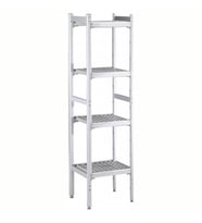 Electrolux Professional Düz Etejer Seti, Aluminyum Ayaklı, 4 Raflı, Her Raf Demonte Polietilen Tabletlerden Oluşur, Tabletler Bulaşık Makinesinde Yıkanabilir - 475x772 Mm, H=1700 Mm BLS772