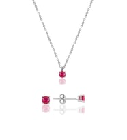 925 Ayar Gümüş Minimal Yakut Taşlı Tektaş Set