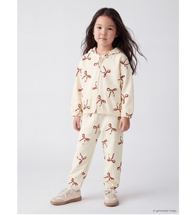 LCW Kids Ekru Fiyonk Baskılı Kız Çocuk Jogger Eşofman Altı
