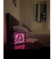 Ahşap Lazer Kesim Kedi Figürlü Dekoratif Gece Lambası Pembe