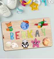 BK Toys Çocuklara Özel İsimli Büyük Boy Ahşap Eğitici Yapboz Puzzle 50x30cm - Model 11