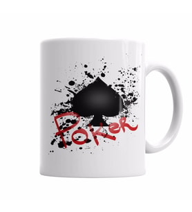 Poker Splatter Kupa Bardak Porselen