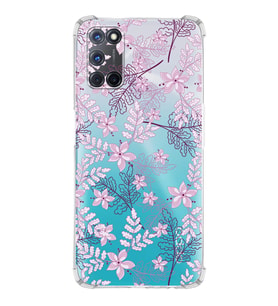 PrintiFy Oppo A92 Uyumlu Köşe Korumalı Floral Pudra Tasarımlı Şeffaf Silikon Kılıf