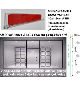 ETİKETLİK FİYATLIK - PORTATİF EMLAK VİTRİN ÇERÇEVE - SİLİKON BANT ASKILI 36 ADET