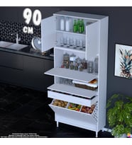 Eliusta Zümra 90 cm Beyaz Fırın Dolabı Patates Soğan Saklama Dolabı Çok Amaçlı Kiler Banyo Dolabı 90x226x32