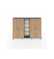 Arges Dolap 12 Raflı 4 Kapaklı 220x30x163 Antrasit-Çam/Aytaşı
