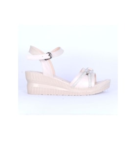 Moda Ayakkabı 149 Ortopedik Kadın 7Cm Sandalet Ayakkabı (Krem)