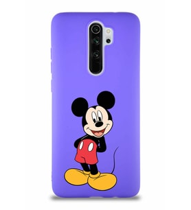 Xiaomi Redmi Note 8 Pro Soft Premier Kapak Mickey Mouse-B Tasarımlı Silikon Kılıf - Mor (Şeffaf)