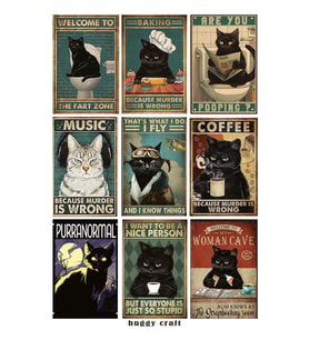 Cats Kedi Mizah Temalı Laptop Tablet Telefon Defter Sticker Set1