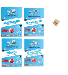 Nartest LGS 7'den 8'e Matematik Fen Türkçe İnkılap Hazırlık Kitabı 4lü Set + Telefon Standı