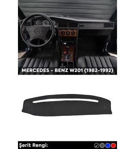 Mercedes - Benz W201 (1982-1992) 3d Torpido Koruma Kılıfı - Ön Göğüs Kaplama - Siyah Şerit