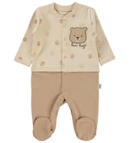 Civil Baby Pati Ayıcık Baskılı 1-6 Ay Tulum - Fil Dişi
