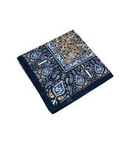 Mısırlı Eşarpları Büyük Boy Etnik Desenli Eşarp 120x120 cm (Lacivert-Kahve)