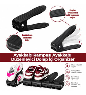 6 ADET SİYAH PLASTİK AYAKKABI RAMPASI 12X25CM (5343)