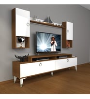 Decoraktiv Ekoflex 5DA Mdf Gold Tv Ünitesi Tv Sehpası - Ceviz Beyaz (Beyaz - Kahverengi)