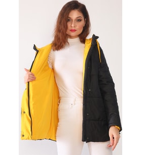 Dewberry Kadın %100 Polyester Kaban Siyah Z6660 Günlük Dış Giyim, Kazak ve Gömlek Kombini, Seyahat Gardırobu