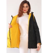 Dewberry Kadın %100 Polyester Kaban Siyah Z6660 Günlük Dış Giyim, Kazak ve Gömlek Kombini, Seyahat Gardırobu
