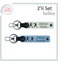 Sporun Gücü Yanında, Boks Temalı, Kişiselleştirilebilir Yazılı Anahtarlık Takımı, Beyaz-Gök Mavi