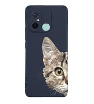 Xiaomi Redmi 12c Uyumlu Lansman Kılıf Catface Tasarımlı İçi Kadife Kapak-Lacivert (Şeffaf)