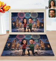 BK Gift Kişiye Özel Sevgili Yılbaşı Karikatür Tasarımlı 1000 Parça Profesyonel Puzzle-6, 1000 Puzzle, Yeni Yıl Hediyesi, Yılbaşı Hediyesi
