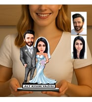 KİŞİYE ÖZEL SEVGİLİLER GÜNÜ HEDİYESİ GELİN DAMAT KARİKATÜR BİBLO FN38
