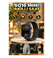 SQ-16 Mini Series 10 Akıllı Saat 3 Kordonlu Set – Silikon, Metal ve Deri Kordon + Hediye Bileklik