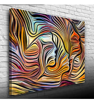 Soyut , Turuncu ve Mavi Tonlar Face Kanvas Tablo 50 x 70