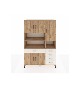 Hyperion Dolap 9 Raflı 5 Çekmeceli 5 Kapaklı 132x44x195 Çam-Çam/Aytaşı