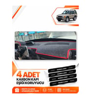 LAND ROVER DİSCOVERY 2 (1998-2004) Uyumlu Ön Torpido Koruma Kılıfı Halısı - Siyah Kırmızı