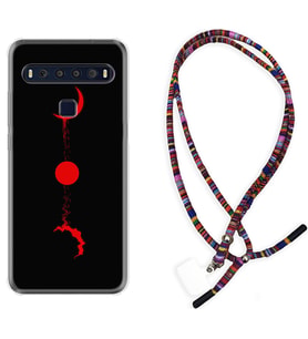 TCL 10L 10 Plus 10SE 20E 20SE 30 L7 Kılıf Boyun Asklı Rasta Silikon Red Moon 1710