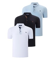 ÜÇLÜ SET T8560 DEWBERRY ERKEK T-SHIRT-SİYAH-BEYAZ-AÇIK MAVİ (Karışık)