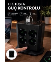 Lexroo Akım Korumalı 8’li Dikey Priz 4 USB 2 Type-C Hızlı Şarj Destekli Çoklu Priz