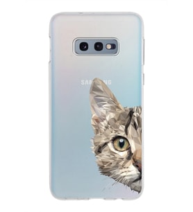 Samsung Galaxy S10E Kapak Catface Tasarımlı Şeffaf Silikon Kılıf