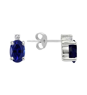 Pırlanta ve Oval Safir Arya Küpe 0717E0065