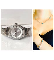 Ferrucci Silver Çelik Şık Kadın Kol Saati+Nazarlıklı Set Hediye (Gümüş)