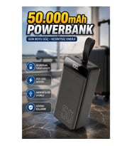 50000mAh Dijital Ekranlı Powerbank 3 USB Çıkışlı Type-C PD3.0 Hızlı Şarj Led Fenerli Taşınabilir Şar