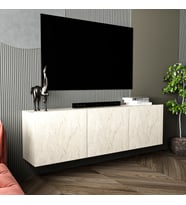 White Duvara Monte TV Sehpası – 3 Kapaklı Traverten