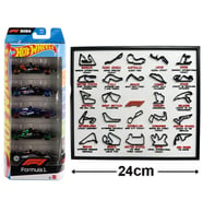 Formula 1 Hediyelik Set - Hot Wheels Formula 1 5'li Araba Seti & Çerçeveli 3D Yarış Pisti Dekoratif Tablo