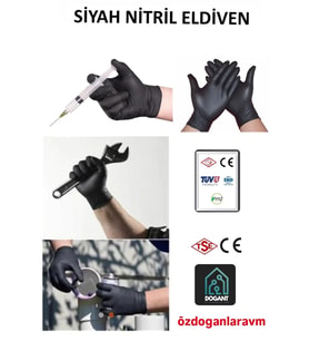 Veteriner & Muayene &Tamir Bakım  Siyah Nitril Dolphin Eldiveni Tse 100 Adet