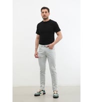 Erkek Yırtık Detaylı Slim Fit Jean Pantolon (Beyaz)