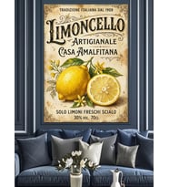Limoncello Etiketi Ve Taze Limonlar Dekoratif Kanvas - Mdf Ahşap Tablo
