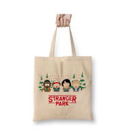Stranger Things Stranger Park Beyaz Bez Çanta Uzun Saplı Alışveriş Çantası Plaj Çantası
