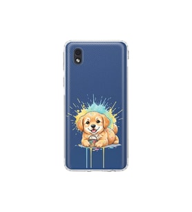 Samsung Galaxy A01 Core ile Uyumlu Splash Köpek Tasarımlı Şeffaf Silikon Kılıf