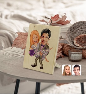 BK Gift Kişiye Özel Sevgililer Karikatürlü Dekoratif Ahşap Çerçeve Model 56