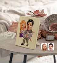 BK Gift Kişiye Özel Sevgililer Karikatürlü Dekoratif Ahşap Çerçeve Model 56