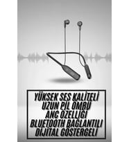 100 Saat Kablolu Boyun Askılı Dijital Göstergeli Bluetooth Kulaklık (Çok Renkli)